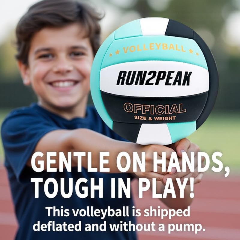 RUN2PEAK Soft Volleyball Ball Official Size 5 Volleyballs for Indoor Outdoor Beach Pool Game Play for Youth Teen Team Beginners Professional PU Leather Training Practice Volley Balls - Image 3